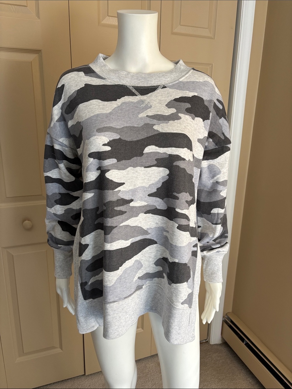 AERIE gray and black camo sweatshirt
